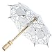 Peachshop Lace Embroidered Parasol Umbrella for Bridal Wedding Party Cosplay (White)