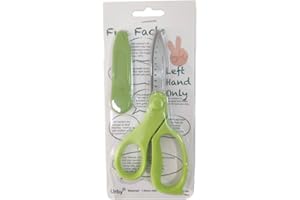 Urby Kids Left Handed Scissors Ages 4-8 or Preschoolers. Pointed-Top with Cap. Back to School Supplies. Lefty Hand Only. Smooth-grip Green. 4 Packs.