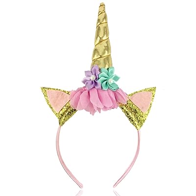 Gold Unicorn Horn Headband with Flowers Perfect Kuwait Ubuy