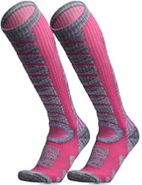 WEIERYA Ski Socks 2 Pairs Pack for Skiing, Snowboarding, Cold Weather, Winter Performance Socks Pink Medium