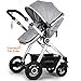Newborn Baby Stroller by Cynebaby – Converts from Luxury Bassinet Seat to Infant Pushchair – Grey