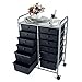 EaseOffice 12-Drawer Rolling Storage Cart with Heavy Duty Chrome Steel Frame for Home, Office, Beauty Salon and More, Black