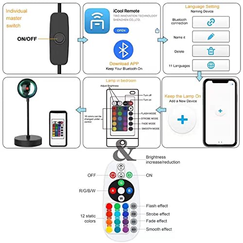 QUIGO Sunset Lamp Projection Sunlight Sun Lamp LED Night Light Projector Multiple Colors