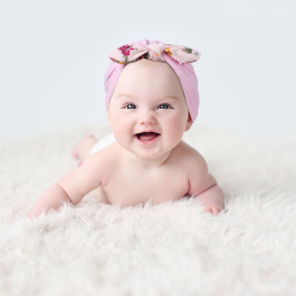 Xeababy Bow Hats for Newborn Baby Girls, 6 pcs Elastic Knot Headbands Hat Large Bow Infant Hat Headband Bow Hair Accessories