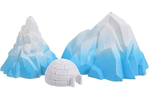 jojofuny 3pcs Miniature Arctic Scene Decorations PVC Iceberg and Igloo Models Realistic Mountain Micro Scene