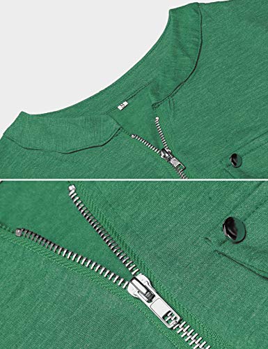 LuckyMore Womens Casual V Neck Button Decor Summer Swing Tunic Tops Shirts Teal Green S