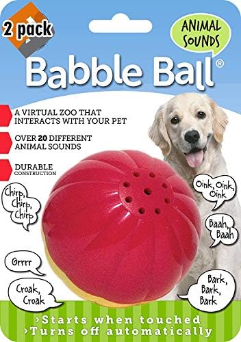 Pet Qwerks Animal Sounds Babble Ball Interactive Dog Toy, Makes Barnyard & Jungle Sounds When Touched - 2 Pack