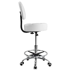 KKTONER Swivel Round Rolling Stool PU Leather with