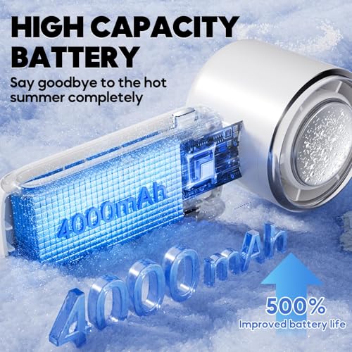 Handheld Fan with Cooling Plate, Portable Fan with Ice Cooler, 3-Second Fast Cooling,Rechargeable 4000mAh, 4 Speeds, Handheld Hanging Neck Desktop, Essential for Summer Travel/Outdoor/Office