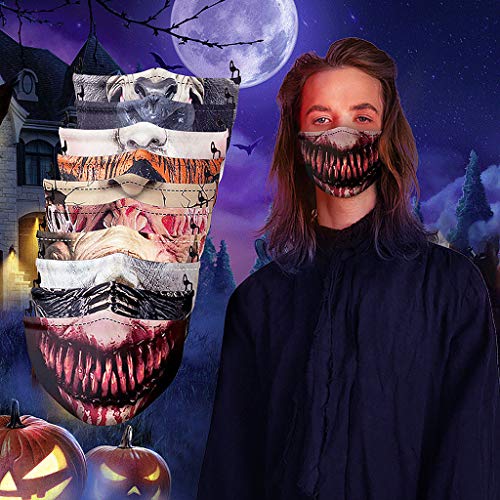 saitingdianzi Halloween Face Bandana, Adjustable Ear Rope, Essential Products for Halloween Party (A)