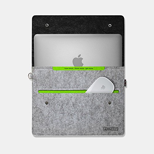 Mudon 13-inch Wool Felt Sleeve Case for MacBook (Air) & UltraBook laptop - Environmentally Friendly, Recyclable