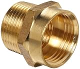 Anderson Metals Brass Garden Hose Fitting, Connector, 3/4" Female Hose ID x 3/4" Male Pipe x 1/2" Tapped Female Pipe