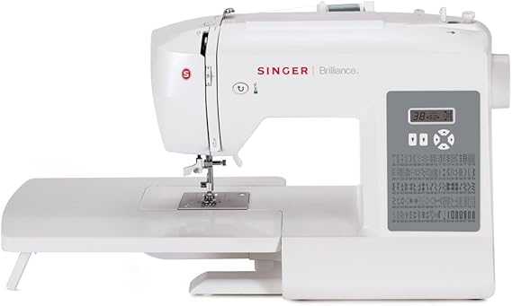 Singer 6199 Brilliance Factory Serviced Sewing Machine, White/Gray