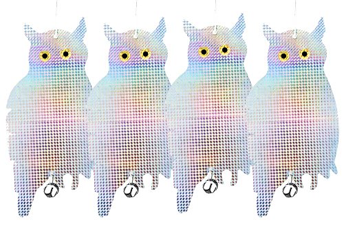 Patio Eden 4 Pack Bird Deterrent Scare Owls - Effective Hanging Bird Control Repellent