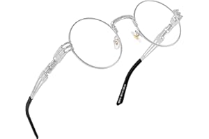 Yvey Vintage Round Steampunk Glasses for Mens and Womens Circle Hippie Style Eyeglasses