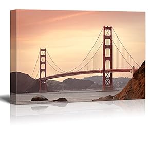 Canvas Wall Art - Golden Gate Bridge - Giclee Print Gallery Wrap Modern Home Art Ready to Hang - 12" x 18"