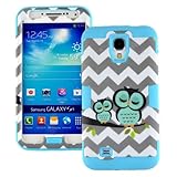 S4 Case, Galaxy S4 Case Cover, Samsung Galaxy S4 Chevron Owls, Magicsky 3 in 1 Combo Tuff Hybrid Shockproof Case Cover Protector for Samsung Galaxy S4 IV i9500, 1 Pack, Sky Blue