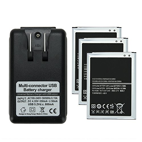 MuchBuy 3pcs 3100mAh Battery Replacement for Samsung Galaxy Note 2 N7100 + Dock Wall Charger