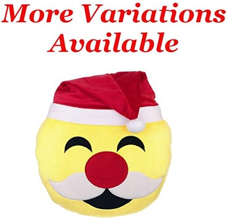Santa Clause Emoji Christmas Pillow 12” | Laugh Cry Face Expression Emoticon | Stuffed Plush Round Cushion for Christmas Gifts, Home Decorations & Decorative Couch Throw Pillow