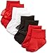 Nuby Baby Girl Ruffle 4-Pack Turn Cuff Socks, 6-12 Months, Red/Black/White