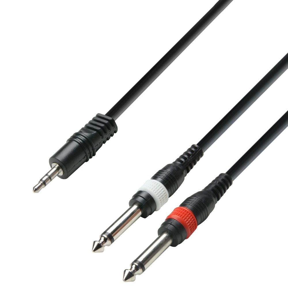 Adam Hall 3 Star Series 3m 3.5mm Jack Stereo to 2x 6.3mm Jack Mono Audio Cable