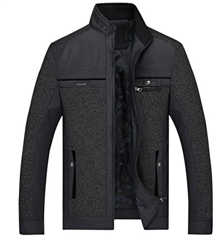 LOVECC Men Jacket Casual Peacoat Lightweight Cotton Outdoors Windbreaker Black XL