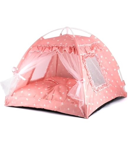 Amazon.com: Pet Teepee, Portable Cat House, Non-Slip Extra  Pink Pet Teepee House Kit for Small Pets main image 0