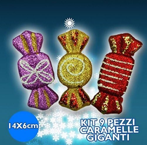 Addobbi Natalizi Giganti.Kit 9 Pezzi Caramelle Glitter Natale Giganti Addobbo Albero Appendin 14x6 Amazon It Giardino E Giardinaggio