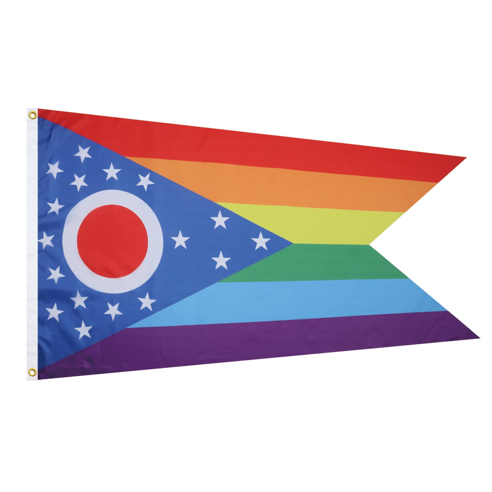 AZ FLAG - Ohio Rainbow Flag - 3x5 Ft - 100D Polyester Gay Lgbt Ohio Banner with Two Metal Grommets - Fade Resistant - Vivid Colors - 3' x 5' Feet - 150x90 Cm