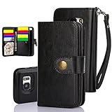 Galaxy S7 Edge Case, TabPow 10 Card Slot - [ID Slot][Button] Wallet Folio PU Leather Case Cover With Detachable Magnetic Hard Case For Samsung Galaxy S7 Edge - Black