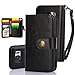 Galaxy S7 Edge Case, TabPow 10 Card Slot - [ID Slot][Button] Wallet Folio PU Leather Case Cover With Detachable Magnetic Hard Case For Samsung Galaxy S7 Edge - Black