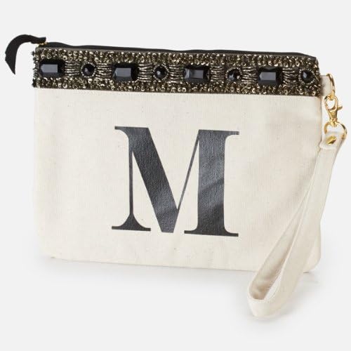 Amazon ジュゼバイビス Juze By Vis ポーチ ビジュー調テープ付きイニシャルポーチ 12ホワイト M M ファッション小物 通販