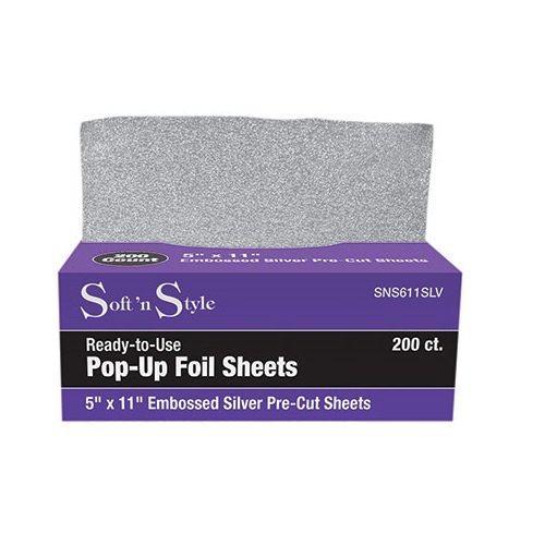 SOFT 'N STYLE 200 Embossed Pop-Up Hair Coloring Foil Sheets 5" x11" HC-SNS611SLV
