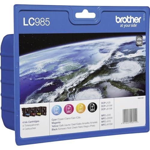 Brother LC985 Value Pack Original Tintenpatronen (für Brother DCP-125C, DCP-140W, DCP-315W, DCP-515W, MFC-J220, MFC-J265W, MFC-J410, MFC-J415W) CMYB 4