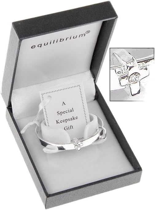 Equilibrium Silver Plated Christening Bangle Baby Newborn Jewelry 6780