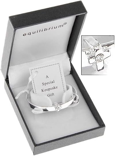 Equilibrium Silver Plated Christening Bangle Baby Newborn Jewelry 6780