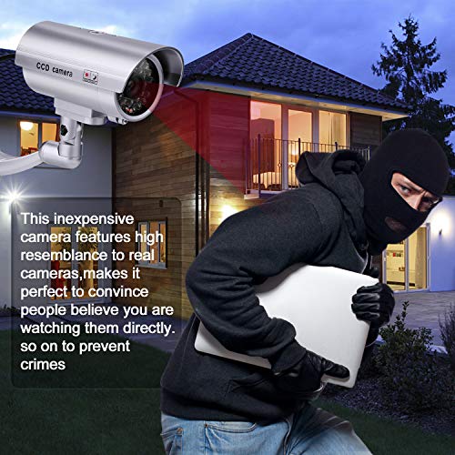 Dummy Security Camera, FITNATE 4 Packs Fake Surveillance Security CCTV Camera System with LED
