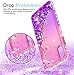 iPhone XS MAX Glitter Case (2018) with Tempered Glass Screen Protector [2 Pack] for Girls Women,LeYi Luxury Diamond Liquid Protective Phone Case for Apple iPhone XS MAX (6.5 inch) Pink/Purple