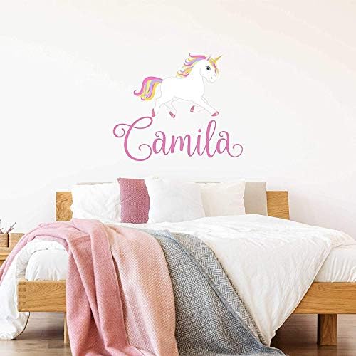 Mural Wall Art Decal Sticker Unicorn Personalized Name Custom Name Unicorn Monogram Girls Boys Room Nursery Wall Decal for Living Room