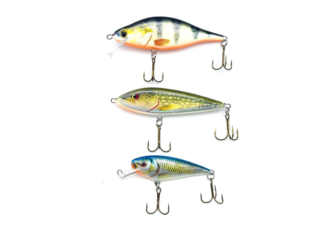 EVERBAY DORADO Wobblers Fishing Lures Set - Artificial Hard Crankbaits Kit - Fishing Tackles, Topwater Life-Like Swimbaits for Pike Zander Catfish Freshwater, Floating & Sinking, 3pcs (Pike)