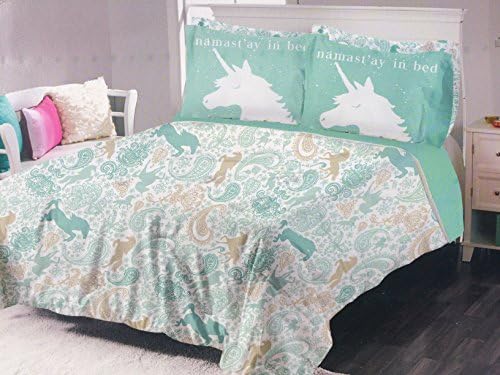 5 Piece Twin Size Paisley Magical Unicorn Pony Horse Comforter, Pillow Sham &amp; Sheet Set (Bed in a Bag)
