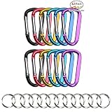 EUOW 0.22 Inch Aluminum Carabiner Clip Hook Keychain Lock, Climbing&Hiking&Camping&Fishing&Traveling D Ring Carabiner, Multi-Function, Heavy Duty, Safety (12 Pack Multicolor)