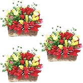Kisangel 3pcs Dollhouse Mini Potted Flower, Tiny Fake Plants Miniature Bonsai Models for Mini House Garden Artificial Greenery