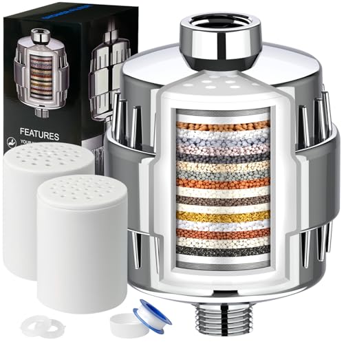 Shower Filter - 20 Stage, 2 Replacement Cartridges Total - 1 Installed