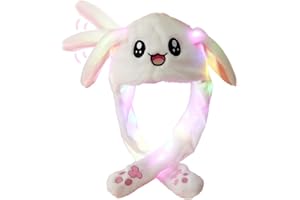 IronBuddy LED Glowing Plush Moving Rabbit Hat Funny Glowing and Ear Moving Bunny Hat Cap for Women Girls, Cosplay Christmas Party Holiday Hat