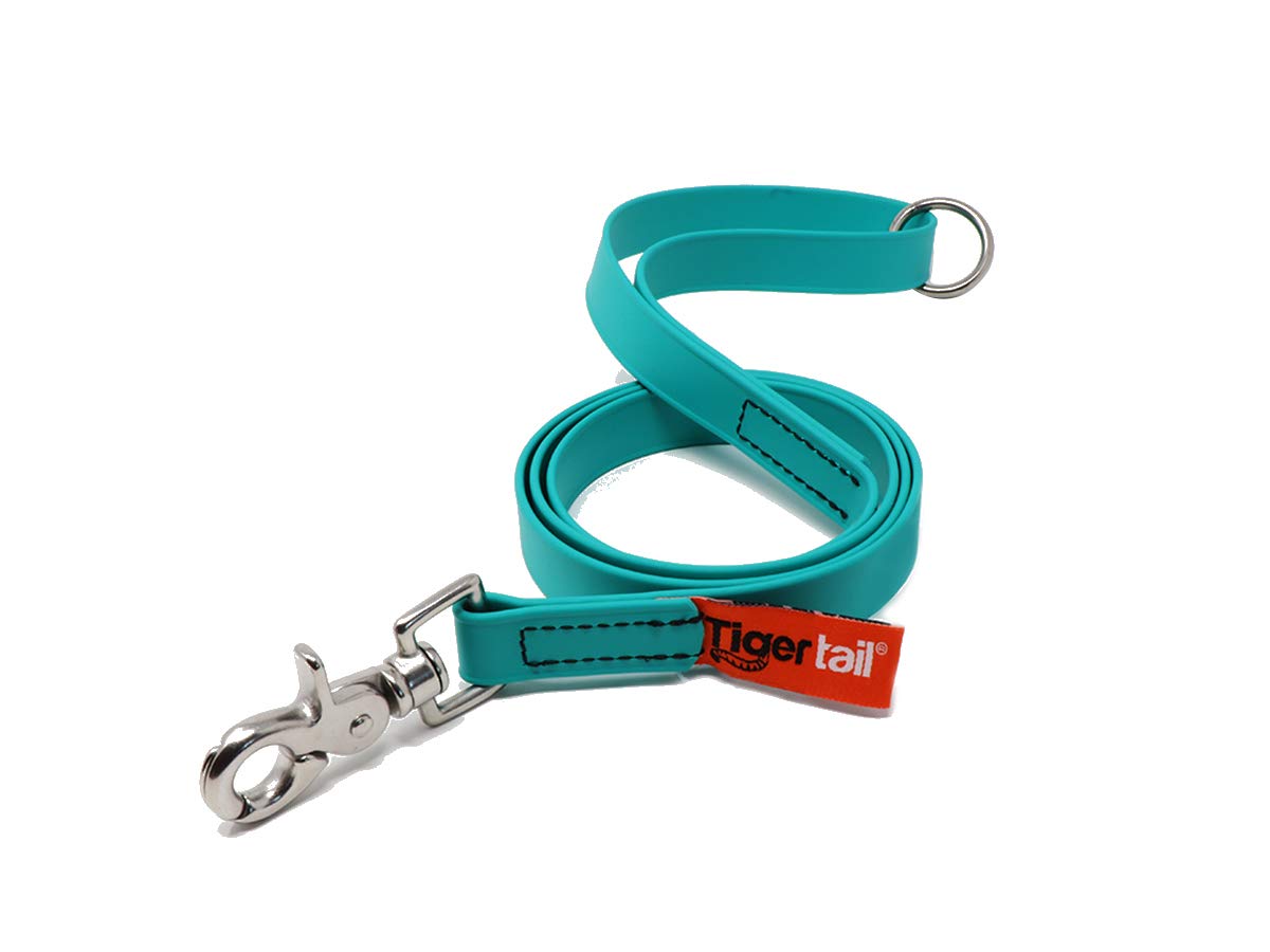 Tiger Tail Urban Nomad Hundeleine,wasserdicht, geruchsdicht, leicht zu greifen, langlebig und leicht,Premium beschichtete Nylon-Hundeleine,Schnellverschluss,für große,Blaugrün, 1.2 m