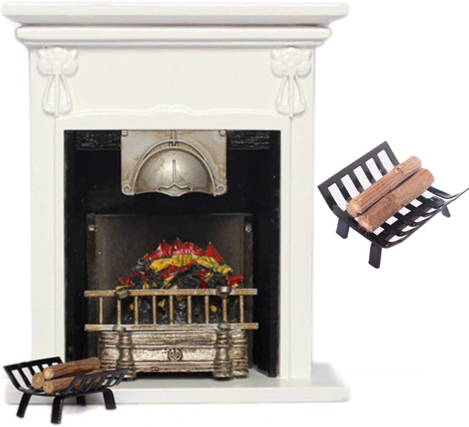 Yvetti Doll House Furniture Toys Metal Rack with Firewood Living Room Decoration Doll House Decoration Accessories Gift for Kids