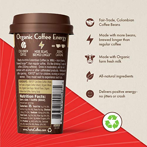 FORTO Coffee Shots - 200mg Caffeine, Vanilla Latte, Ready-to-Drink on the go, Cold Brew Coffee Shot - Fast Coffee Energy Boost, 6 Pack
