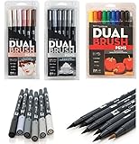 Tombow Dual Brush Pen Art Markers Set: Set includes 1 of each marker set Portrait, Greyscale, and Primary