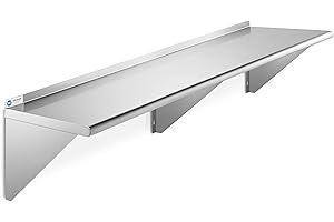 GRIDMANN 12" x 72" Stainless Steel Wall Mount Shelf with Backsplash, Commercial Grade - NSF Certified 18 Gauge Shelving for Restaurant, Kitchen, Utility Room, Garage
